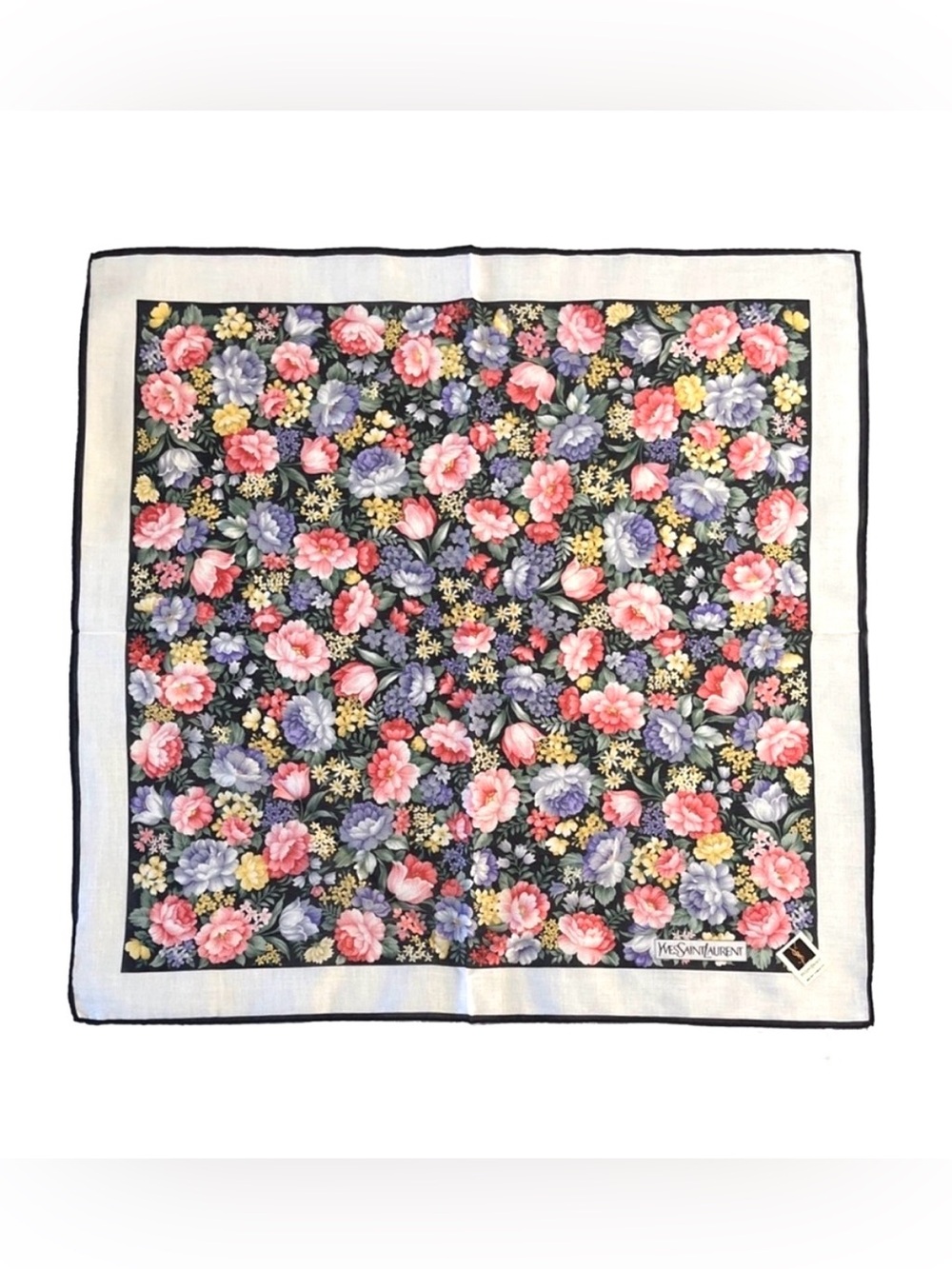 NWT Vintage YSL Yves Saint Laurent Floral Scarf Handkerchief - Picture 1 of 12